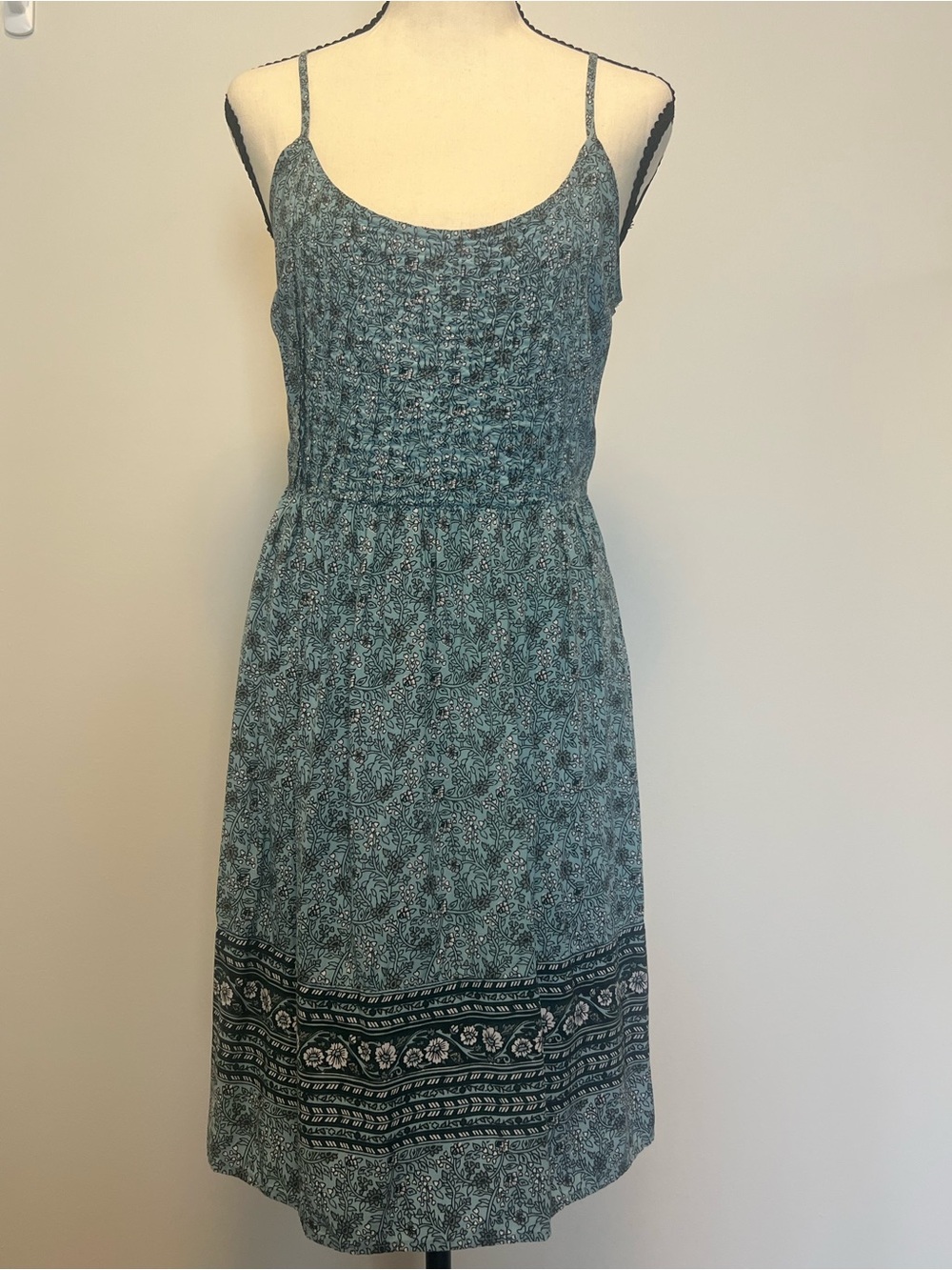 Teal Floral Mini Sundress | Sleeveless Summer Dress with Border‎ Print